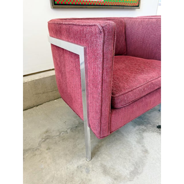 1970s 1970’s in the Style of Harvey Probber - A Pair of Chrome 3 Legged Arm Chairs For Sale - Image 5 of 8