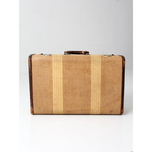 American Vintage 1930s Canvas Suitcase For Sale - Image 3 of 11