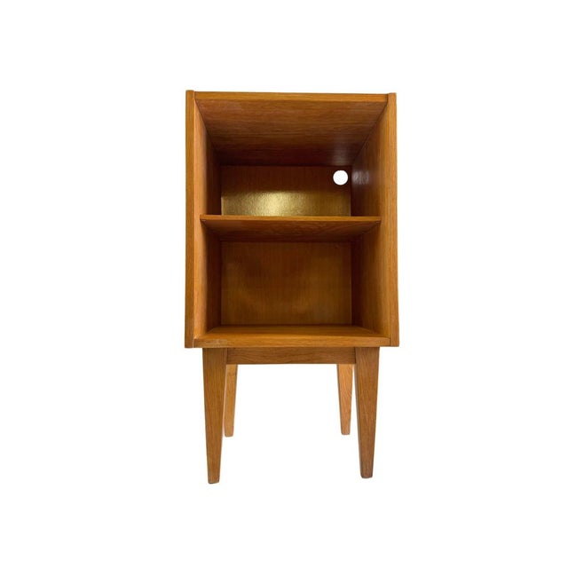 Brown Small Midcentury Bedside Table in Oak For Sale - Image 8 of 8