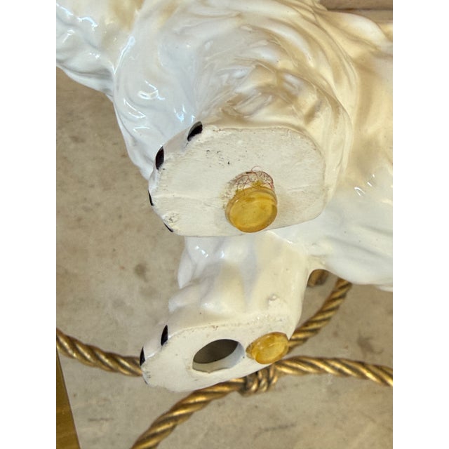 Vintage Italian Glazed Ceramic White Dog Figurine For Sale - Image 9 of 12