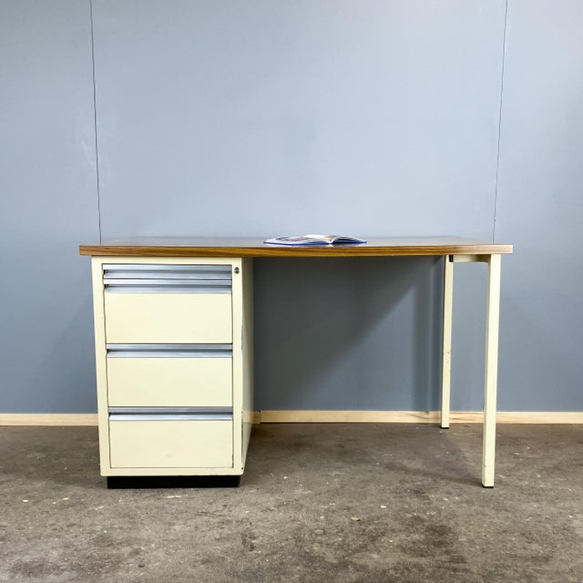 Vintage Doctors Desk in Lacquered Metal and Chipboard, 1970s For Sale - Image 3 of 12