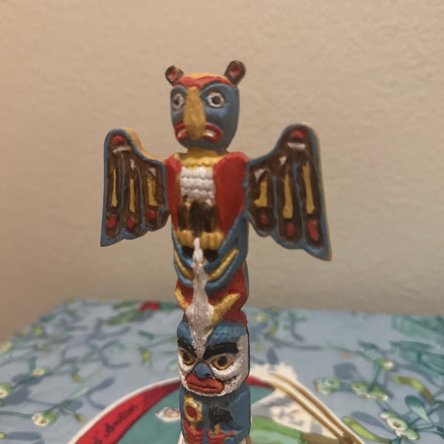 1970s Vintage Mid-Century Style Molded Plastic Miniature Totem Pole Figurine For Sale - Image 5 of 10