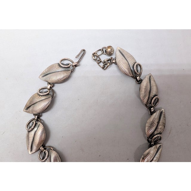 Metal Vintage 1954 Signed Napier Book & Ad Piece Silvertone "Linden" Leaves Necklace For Sale - Image 7 of 9