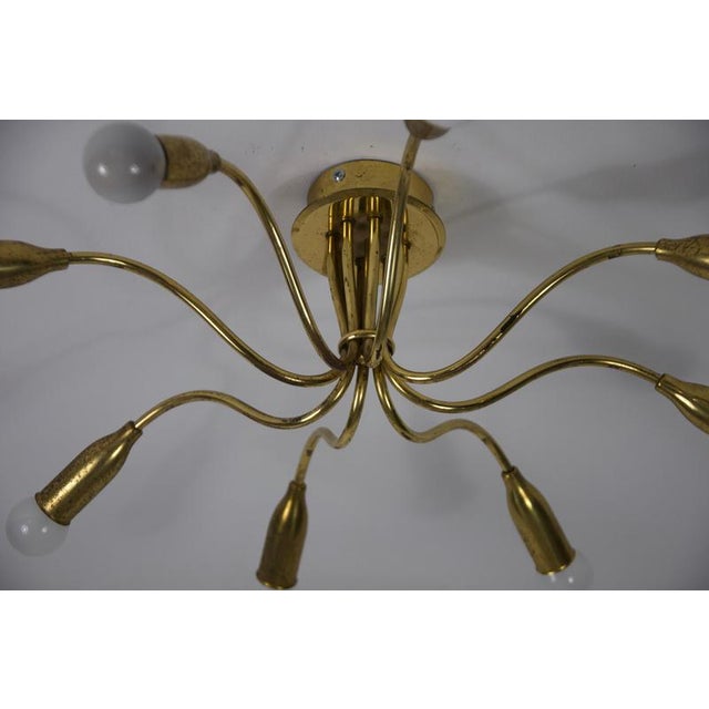 Metal Mid-Century Brass Sputnik Chandelier, Germany, 1950s For Sale - Image 7 of 8