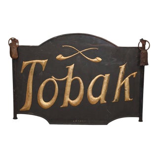 19th C. Danish Iron Tobak Tobacco Sign For Sale