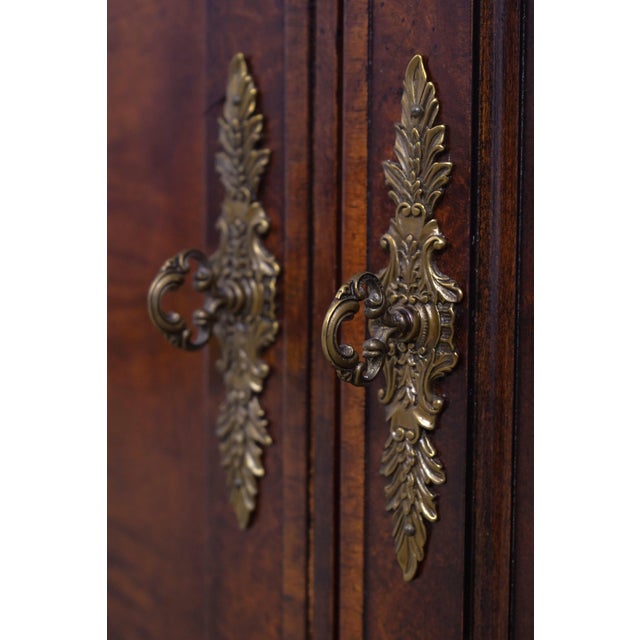 Henredon Burl Walnut Curio Cabinet Banded Server For Sale - Image 13 of 18