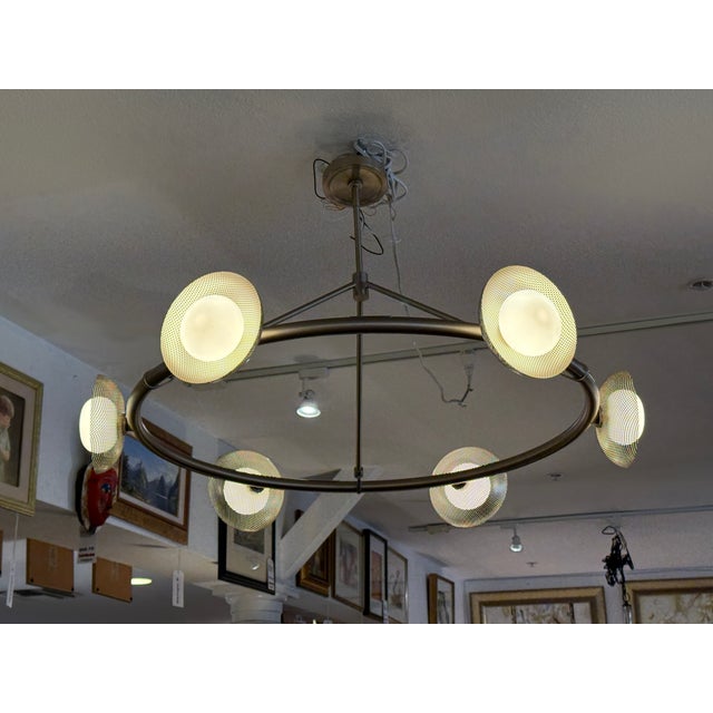 West Elm Bezel Linear Chandelier Champagne Bronze For Sale - Image 9 of 16