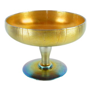 Frederick Carder for Steuben Glass Company Gold Aurene Footed Bowl For Sale