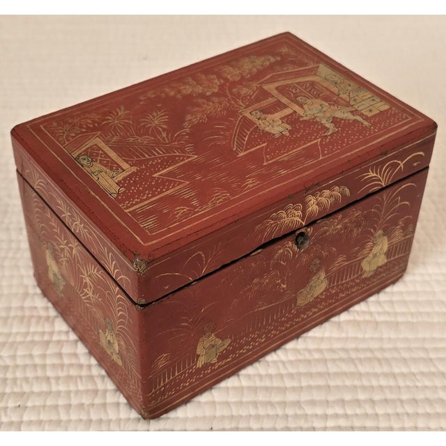 Late 19th Century Collection of Antique Chinese Red Lacquer Trays, Dishes, Boxes and Tea Caddy For Sale - Image 11 of 17