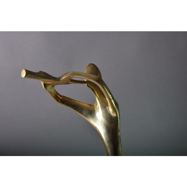 1980s Vintage Brass Musician Sculpture, Abstract Art Deco Style Figure, Travertine Base, 1980s For Sale - Image 5 of 10