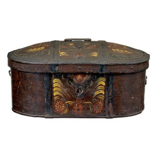 Swedish Hand-Painted Box, 1840s For Sale