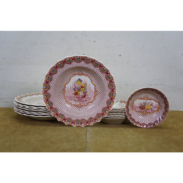 Ceramic 1920s Victorian Copeland Spode Polychrome Transferware Dinner Service for 8 - 74 PCS For Sale - Image 7 of 18