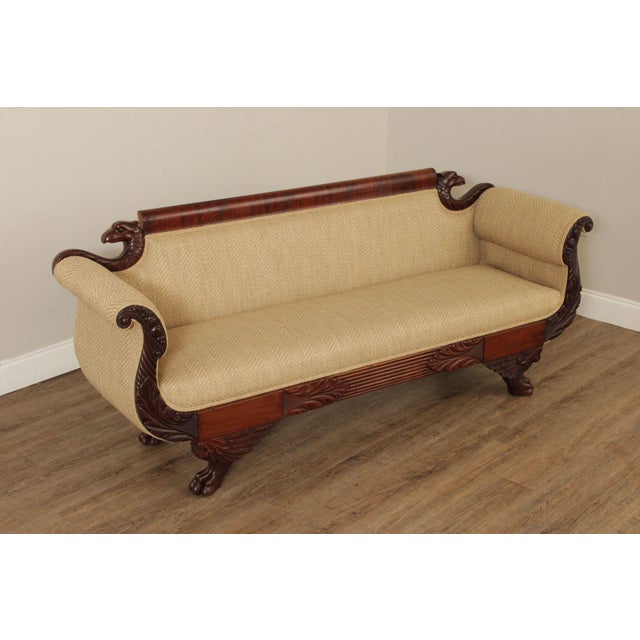 American Antique American Empire Carved Mahogany Sofa For Sale - Image 3 of 12
