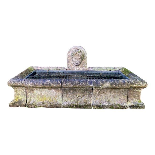 Antique Stone Fountain and Outdoor Basin, 1800s For Sale