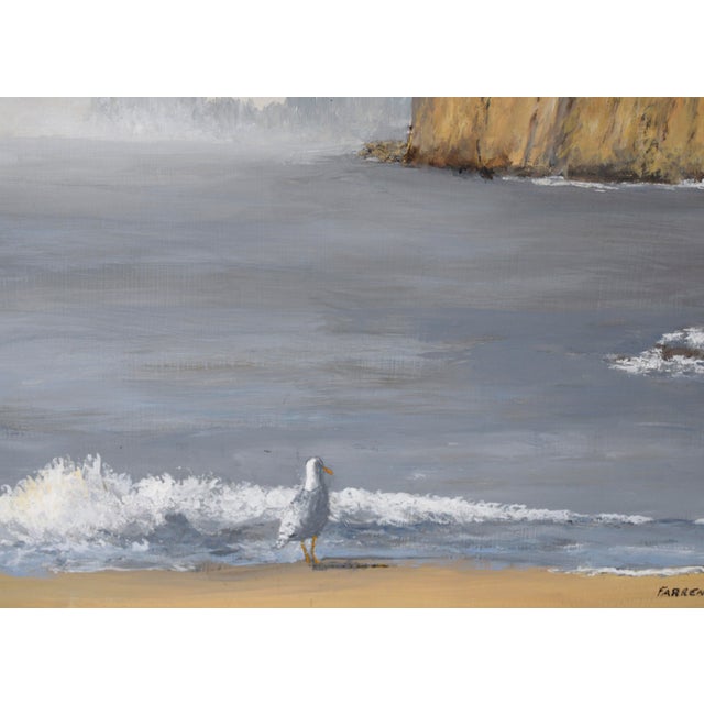 Mid-Century Modern "Sea Cliff" Mid Century Modern Coastal Cliff Seascape in Acrylic on Masonite by Farren Jensen For Sale - Image 3 of 9
