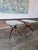See our other listing for the matching end tabl... Exquisite Forest Wilson sculpted walnut and glass end tables. Unmarked...