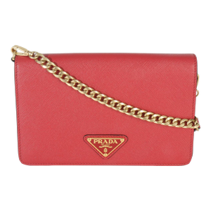 Red Saffiano Triangle Logo Mini Crossbody