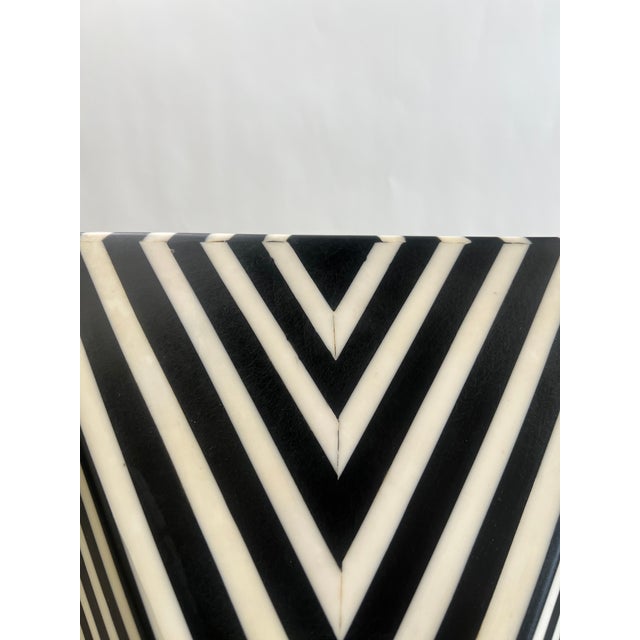 Art Deco Style Sculptural Resin Black and White Side or End Table, a Pair For Sale - Image 11 of 15