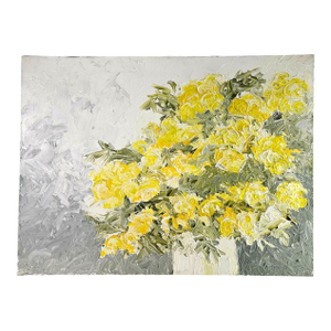 1971 Original Oil Painting Impasto Floral Yellow Roses Signed "Blackard"30"