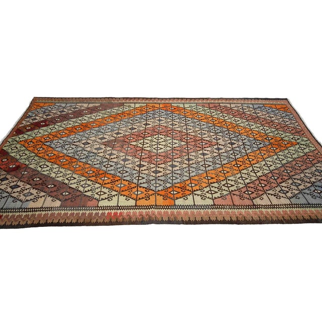 Vintage Turkish Kars Kilim Rug For Sale - Image 4 of 7