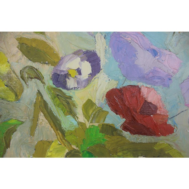 Vintage Abstract Floral Oil Painting Signed by Artist J Holbrook For Sale - Image 11 of 13