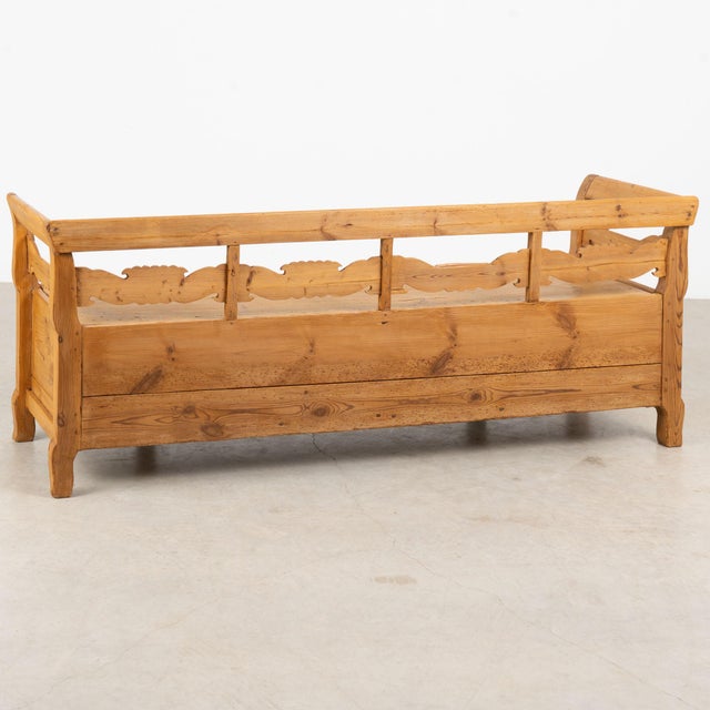 19th Century Swedish Pine Storage Bench With Storage For Sale - Image 16 of 16