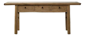 Vintage Console Table With Three Drawers – Weathered Wood