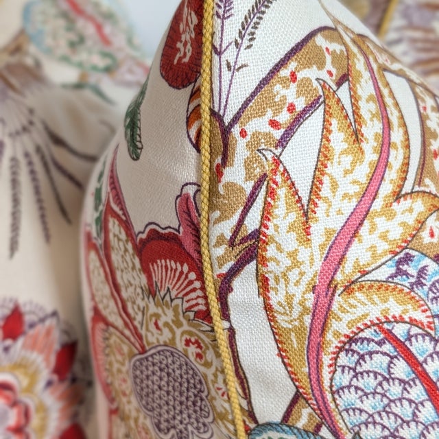 Brunschwig & Fils Aravali Floral Pillows in Rust and Olive For Sale In Greensboro - Image 6 of 7