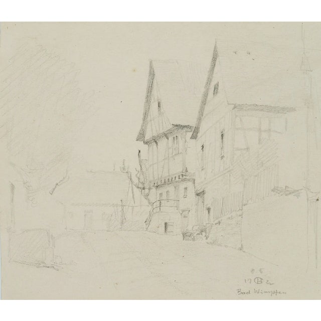 H. Christiansen, Houses on the Slope in Bad Wimpfen, 1922, Pencil For Sale