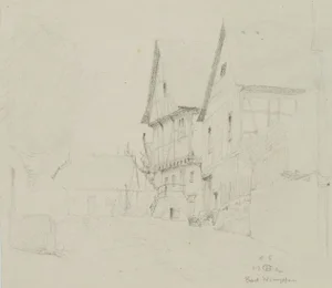 H. Christiansen, Houses on the Slope in Bad Wimpfen, 1922, Pencil