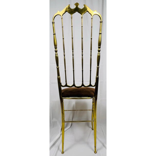 1960s Italian Chiavari Brass Chair With Velvet Seat For Sale - Image 6 of 6