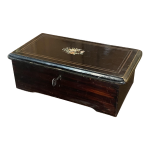 Early 20th Century French Mahogany and Painted Six-Song Cylinder Music Box