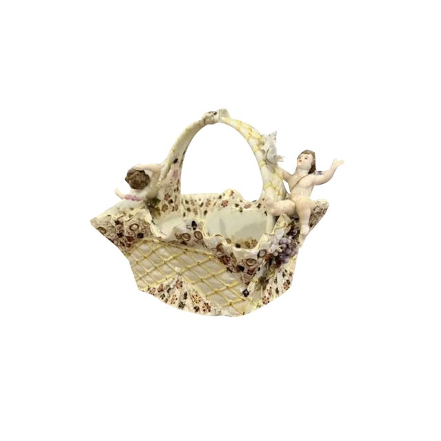 Victorian Porcelain Basket, 1880s For Sale