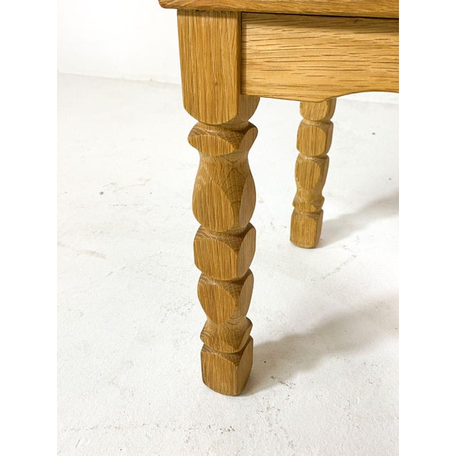 Stunning oak cabinet with stained glass panels to cabinet door in the style of Henning Kjaernulf. It also has removable...