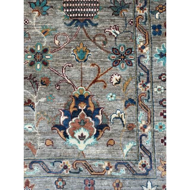Pomegranate Sultanabad Design Area Rug, Hand-Knotted Wool, 9x12, Taupe & Teal For Sale - Image 6 of 12