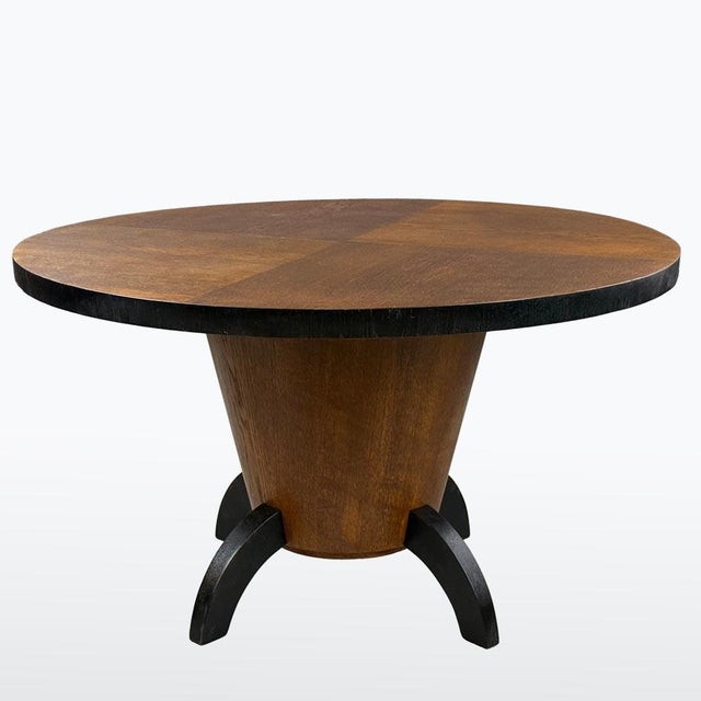 Wood Art Deco Round Oak Coffee Table, 1930s For Sale - Image 7 of 7