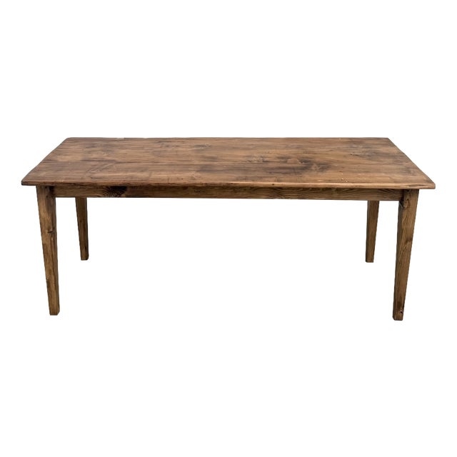 Pine Farmhouse Table with Tapered Legs, 1950s For Sale