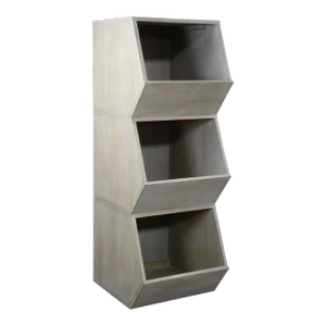 Late 20th Century Restoration Hardware Mercantile Oversized 3-Bin Tower Bookcase Sandwashed Grey
