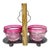 Antique Victorian Cranberry Glass Jam Jars in Silverplate Holder For Sale