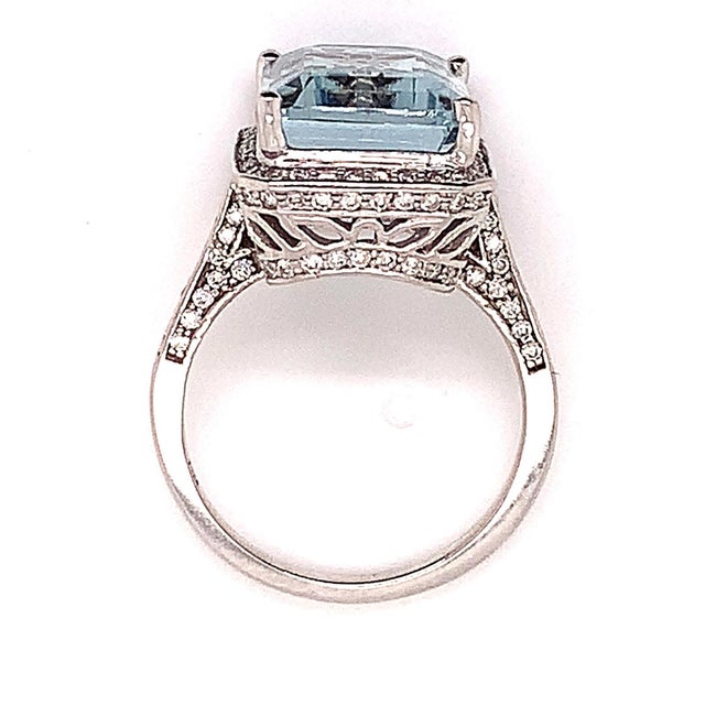 Diamond Aquamarine Ring 14k Gold 6.25 TCW Certified For Sale - Image 13 of 13