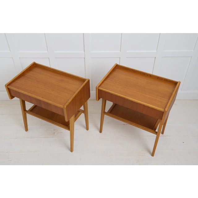 Wood Vintage Swedish Scandinavian Modern Teak Nightstands with Drawers, 1960s, Set of 2 For Sale - Image 7 of 10