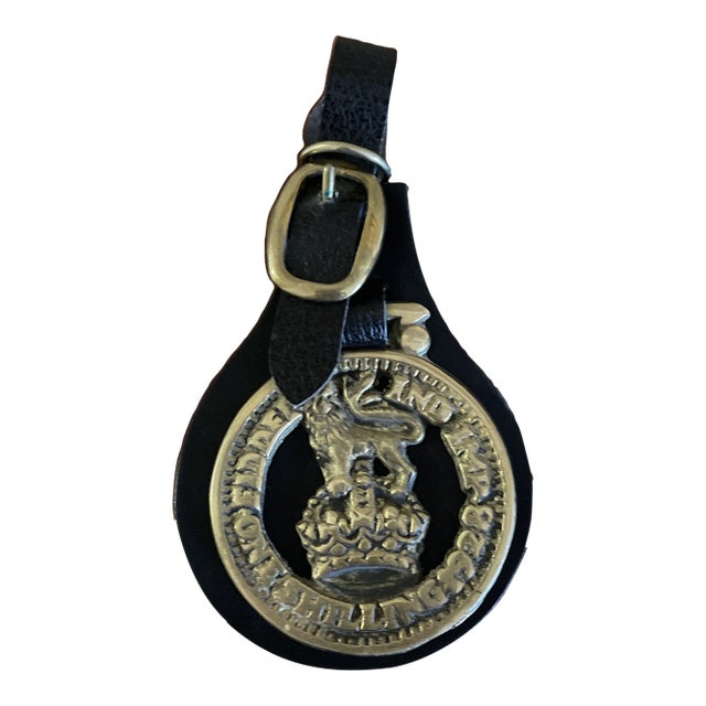 1928 Horse Brass on Leather Strap For Sale