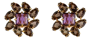 Olviya Studs Base Metal, Brown, Clip On