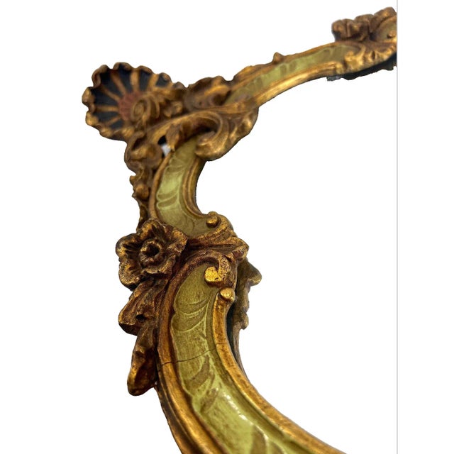 Early 20th Century Antique Venetian Rococo Gilt Wall Mirror With Olive Green Highlights, Grotto Style, Italy For Sale - Image 5 of 8