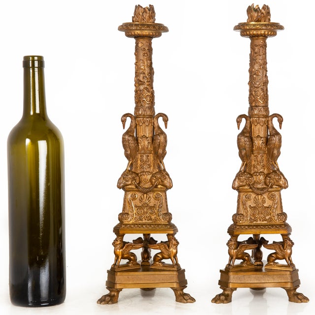 19th Century Pair of Italian Grand Tour Antique Bronze Candlesticks For Sale - Image 4 of 18