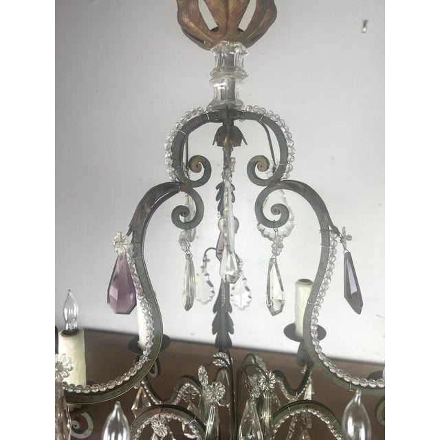 Silver French Crystal Beaded Chandelier C. 1900's For Sale - Image 8 of 12