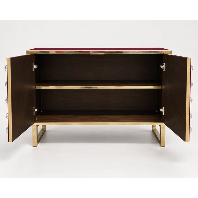 Not Yet Made - Made To Order Burgundy Dry Bar with Clear Murano Glass Spheres and Brass from Justfurnituress SRL For Sale - Image 5 of 8