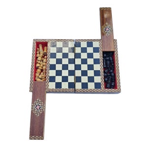 Wooden Inlaid Chess Box, 1970s, Set of 33 For Sale