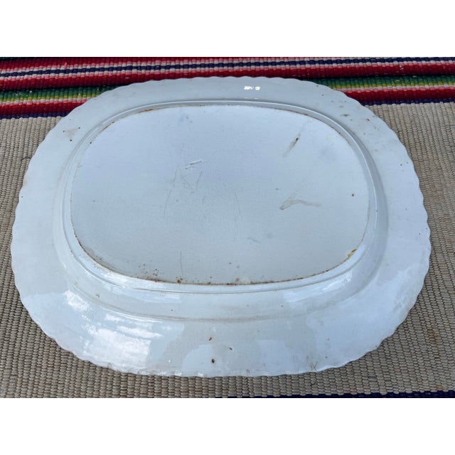 Ceramic Antique Pearlware Blue Feather Edge Platter, Circa 1820’s For Sale - Image 7 of 12