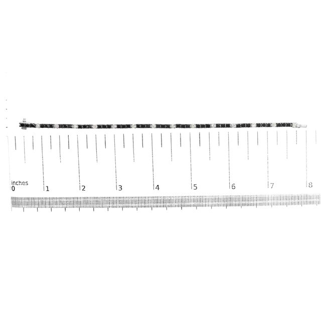 Early 21st Century .925 Sterling Silver 5.0 Cttw Black and White Diamond Tennis Bracelet (I-J Color, I2-I3 Clarity) - 7 For Sale - Image 5 of 5